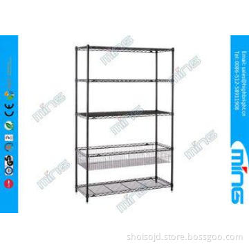 Black Chrome Mobile Wire Shelving Display Stand for Bulk St